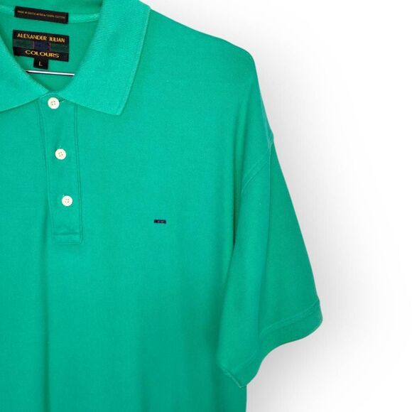 Alexander Julian Colours Mens Polo Sz L Cotton Tee Green Golf Sportswear Preppy - Picture 7 of 7